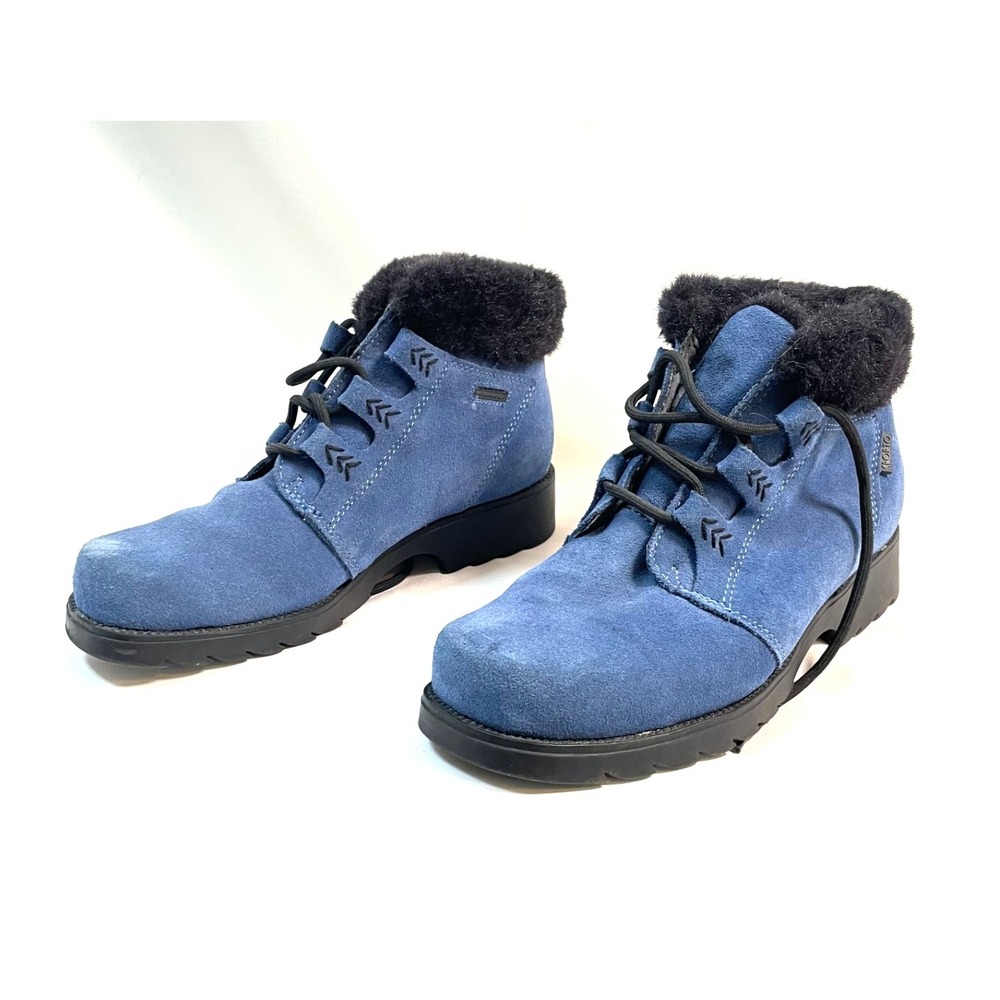 Sports‎ Womens Size 6.5M Blue Suede Leather Faux Fur Lined Ankle Boots Hiking